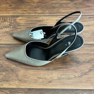 ZARA Kitten Slingback Heels – Pointed Toe, Chic & Elegant, Size 6.5 (BNWT)